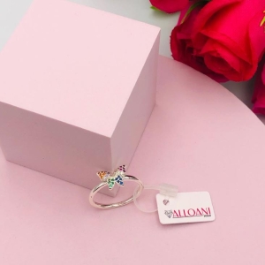 Anel Borboleta com Zirconias Colorida