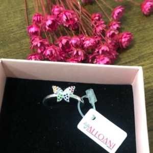 Anel Borboleta Cravejada Colorida