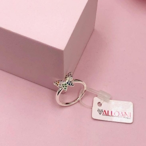 Anel Borboleta Cravejado Colorida