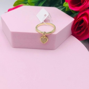 Anel Com Pingente Coração Cravejado N 19