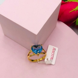 Anel Coração com Pedra Natural Azul N 24