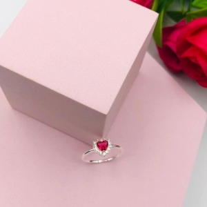 Anel Coração Pink Cravejado N 17