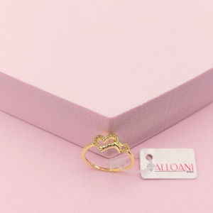 Anel Dois Corações Cravejado N°19