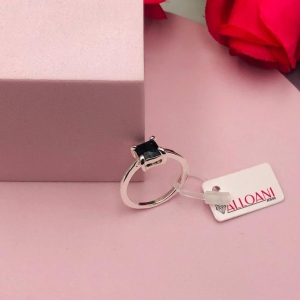 Anel solitário com pedra preta N 17