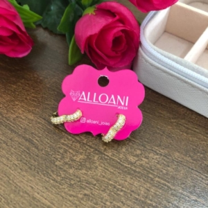 Brinco Argola Coração Cravejado M