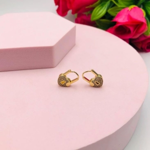 Brinco Argola de Click de Cadeado Cravejado