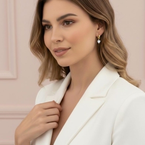 Brinco Argola Ouro com Coração Prata