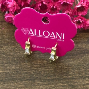 Brinco Argola Quadrada com Ponto de Luz M