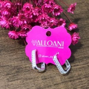 Brinco Argola Quadrado Cravejado