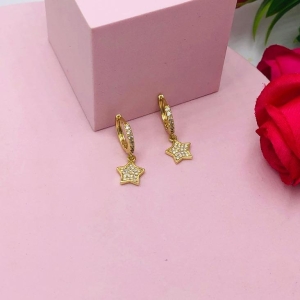 Brinco argolinha cravejada estrela