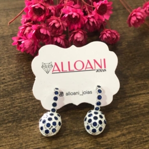 Brinco Com Zirconias Azul