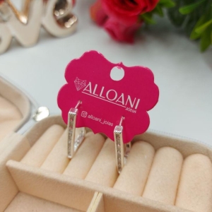 Brinco de Argola Retângulo Com Zirconias G