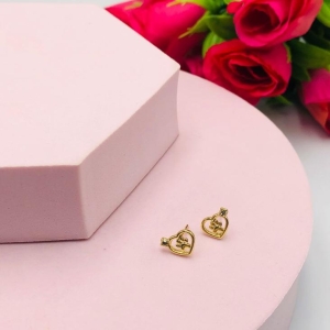 Brinco de Coração com Zirconia com Pata