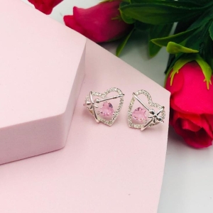 Brinco de Coração Cravejado com Laço