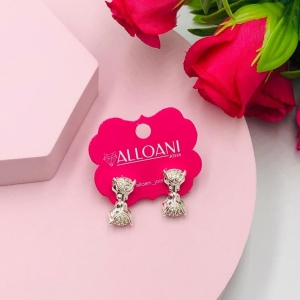 Brinco dois tigres cravejado