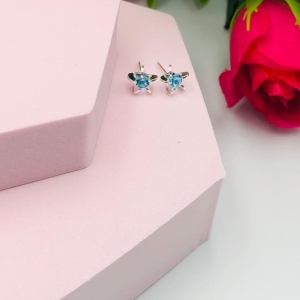 Brinco Flor Zirconia Azul