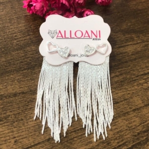 Brinco Franjas com Dois Corações