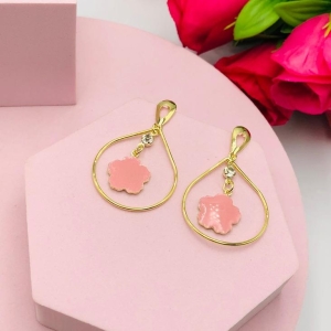 Brinco Gota com Flor Resinada