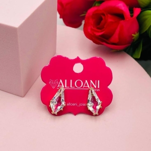 Brinco Gota com Pedras Branca