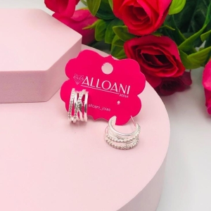 Brinco Meia Argola 5 Linhas 2 Cravejadas