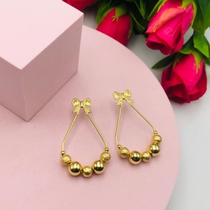 Brinco Pendurado com Laço e Bolinhas