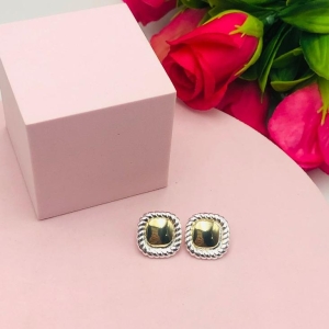 Brinco Quadrado Dois Banhos Ouro e Prata