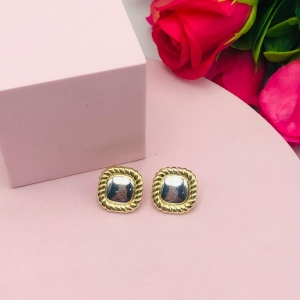 Brinco Quadrado Dois Banhos Prata e Dourado