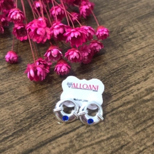 Brinco Redondo com Pedra Azul