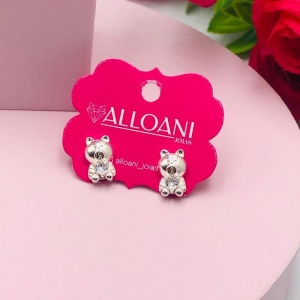 Brinco Ursinho com Pedra de Coração