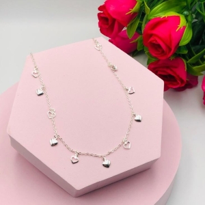 Colar Cadeado com Pingentes de Corações