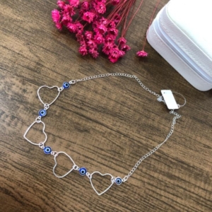 Colar Corações com Olho Grego