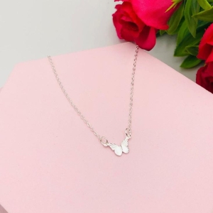 Colar Corrente Cadeado com Pingente Borboleta