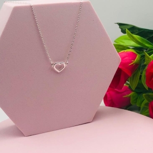 Colar Corrente Cadeado com Pingente Coração