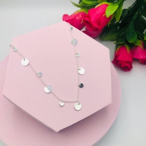 Colar Corrente Cadeado com Pingentes de Círculos