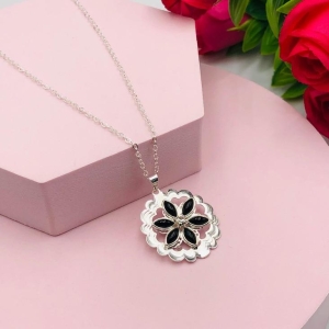 Colar Corrente Cadeado Pingente Flor