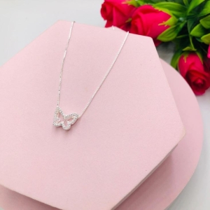 Colar Corrente Veneziana Borboleta Cravejado