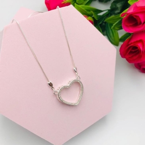 Colar Corrente Veneziana Com Coração Cravejado