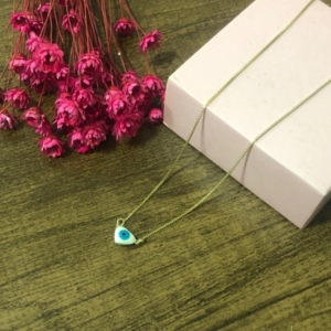 Colar Corrente Veneziana com Pingente de Olho Grego