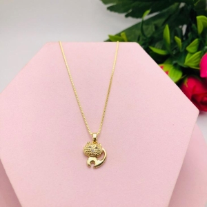 Colar Corrente Veneziana Gatinho Cravejado