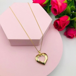 Colar Corrente Veneziana Pingente Coração