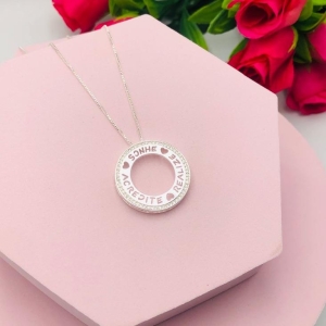 Colar Mandala Cravejado Sonhe Acredite Realize