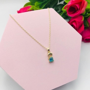 Colar Pingente Filho com Zirconia Azul