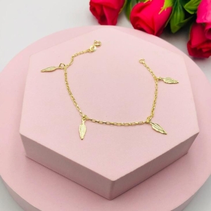 Pulseira Cadeado com Pingentes Folhas