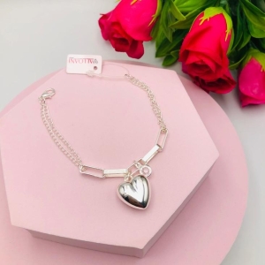 Pulseira com Elo Quadrado com Coração