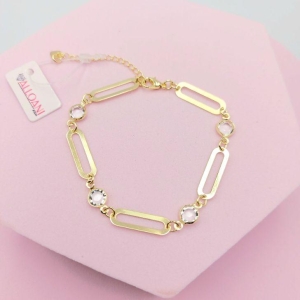 Pulseira com Elos Cartier Longos com Pontos de Luz