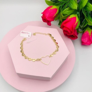 Pulseira de Elo Corações com Coração