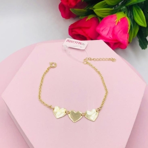 Pulseira Elo Português com Corações