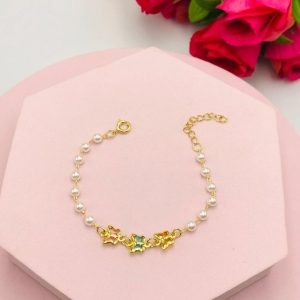 Pulseira Infantil Pérolas com Borboletas