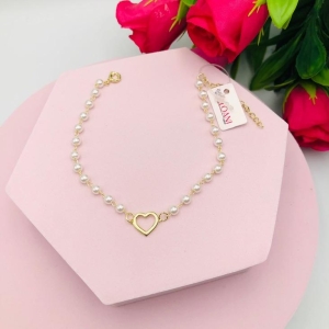 Pulseira Pérola Com Coração