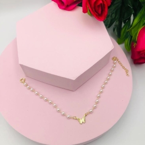 Pulseira Pérolas Pingente Borboleta